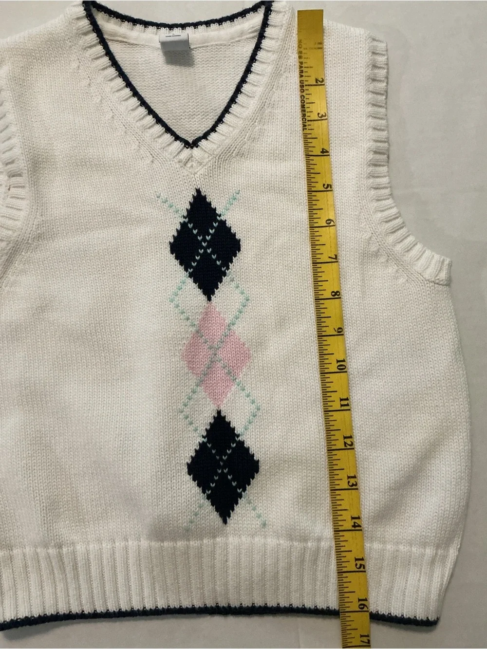 Janie and Jack Boys White Argyle Knit Sweater V-neck